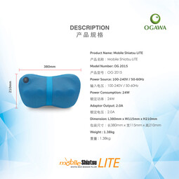 [Parent's Day] [Apply Code: 7TM12] OGAWA Mobile Shiatsu Lite Shiatsu Kneading Massage Pillow (Ashwood)*